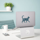Retro grappige denim patch dier kat T-shirt Sticker (Laptop op bureau)