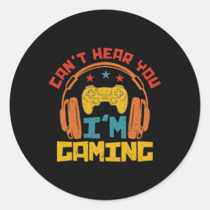 Retro Grappige Gamer Headset Sorry Kan Je Niet Hor Ronde Sticker