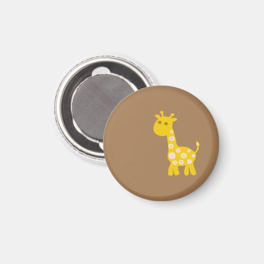 Retro grappige Giraffe van pastelbloemen Magneet (Voorkant / Achterkant)