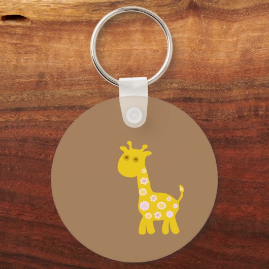 Retro grappige Giraffe van pastelbloemen Sleutelhanger (Achterkant)