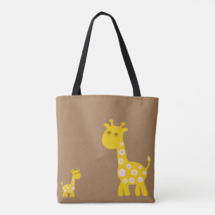 Retro grappige Giraffe van pastelbloemen Tote Bag