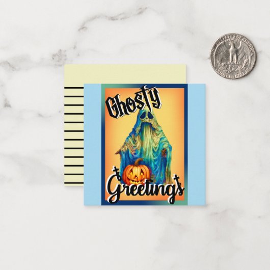 Retro Grappige Halloween Kaarten Notitiekaartje (Voorkant / Achterkant in situ)