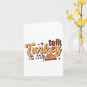 Retro Grappige Herfst Thanksgiving Praat Turkije m Kaart (Gele Bloem)
