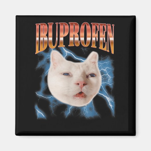 Retro grappige ibuprofen kat kitten meme grafisch magneet (Voorkant)