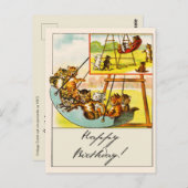 Retro grappige katten spelen op een schommel Gefel Briefkaart (Voorkant / Achterkant)