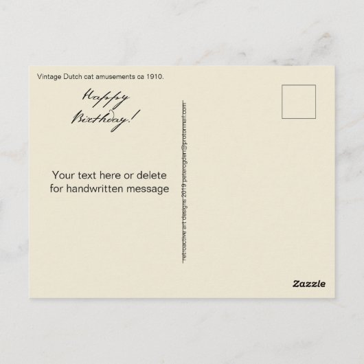 Retro grappige katten spelen op een schommel Gefel Briefkaart (Achterkant)