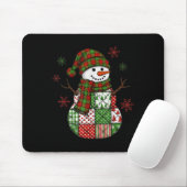 Retro grappige kerst patchwork sneeuwman Kerstmis Muismat (Met muis)