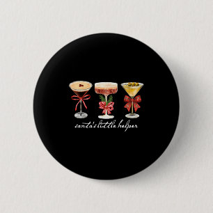 Retro Grappige Kerstman Hulpmartini Kerstmis Ronde Button 5,7 Cm