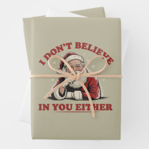 Retro Grappige Kerstman Ik geloof ook niet in jou  Inpakpapier Vel