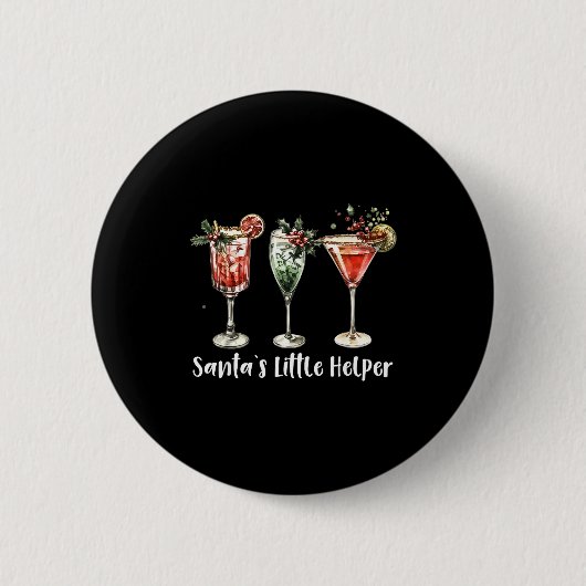 Retro grappige Kerstman zijn kleine helper Martini Ronde Button 5,7 Cm (Voorkant)