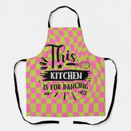 Retro grappige keuken spreuk roze groen schort