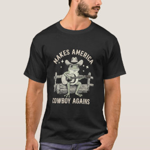 Retro Grappige Kikker Maakt Amerika Cowboy Opnieuw T-shirt