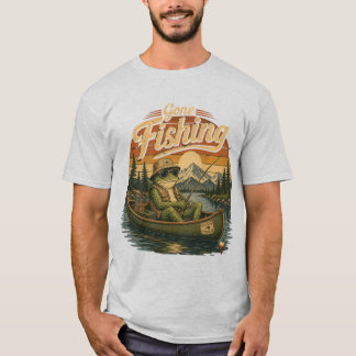 Retro Grappige Kikker Vis Shirt – Vintage Buiten