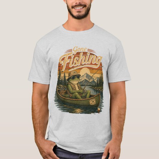 Retro Grappige Kikker Vis Shirt – Vintage Buiten (Voorkant)