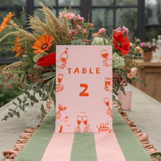 Retro Grappige Kleurrijke Wavy Boho Bruiloft Kaart