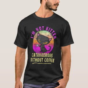 Retro Grappige Koffie Kat Grappige Uitdrukking T-shirt