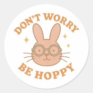 Retro Grappige Konijn "Maak je niet druk wees vrol Ronde Sticker