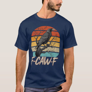 Retro grappige kraai vogel grunge ontwerp lange mo t-shirt
