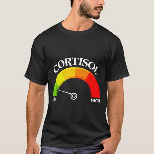 Retro grappige lage cortisol niveaus v meme t-shirt (Voorkant)
