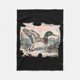 Retro grappige mallard eend waterwild jacht gezell fleece deken