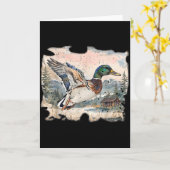 Retro grappige mallardeend waterwild jacht gezelli kaart (Gele Bloem)