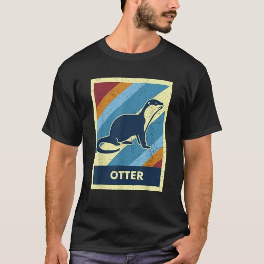 retro grappige otter voor dierenvrienden cadeau t-shirt (Voorkant)