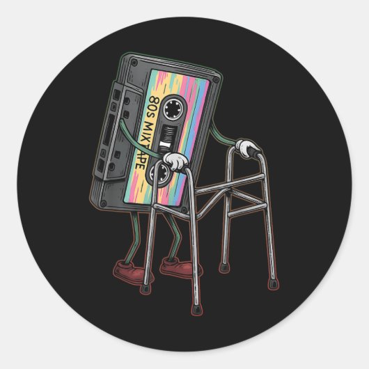 Retro Grappige Oude Cette Tape Walker Nooit Vergee Ronde Sticker (Voorkant)