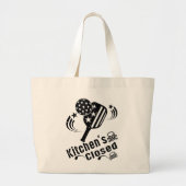 Retro  Grappige Pickleball Keuken is gesloten Grote Tote Bag (Voorkant)