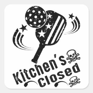 Retro  Grappige Pickleball Keuken is gesloten Vierkante Sticker