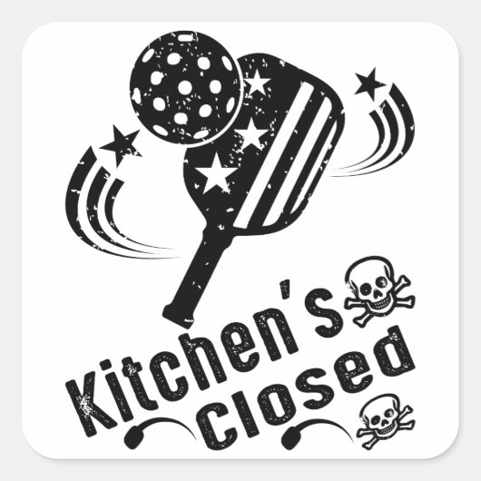 Retro  Grappige Pickleball Keuken is gesloten Vierkante Sticker (Voorkant)