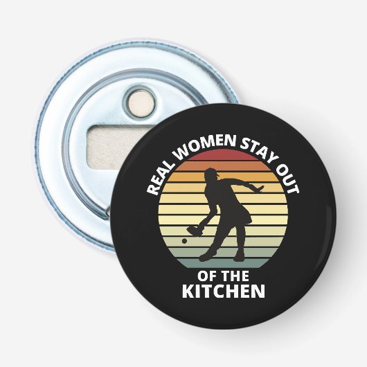 Retro Grappige Pickleball Vrouwen Button Flesopener (Voorkant)