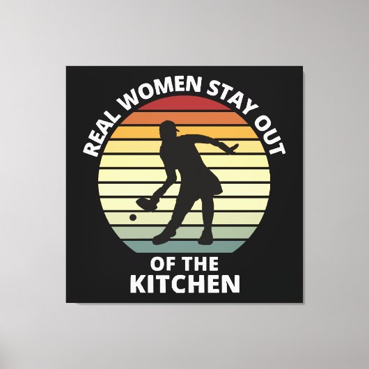 Retro Grappige Pickleball Vrouwen Canvas Afdruk (Voorkant)
