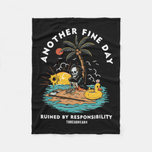 Retro grappige quote skelet strand een fijne dag fleece deken