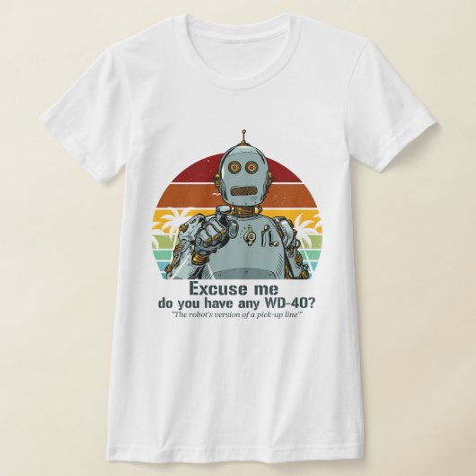 Retro grappige robot heeft olie nodig t-shirt (Laagn)