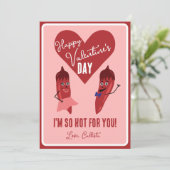 Retro Grappige Rode Hete Peper Valentijnsdag Feestdagenkaart (Staand voorkant)