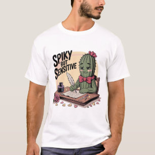 Retro Grappige Romantische Cactus Illustratie Poëz T-shirt