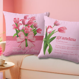 Retro Grappige Roze Oma Definitie Met Tulp Kussen