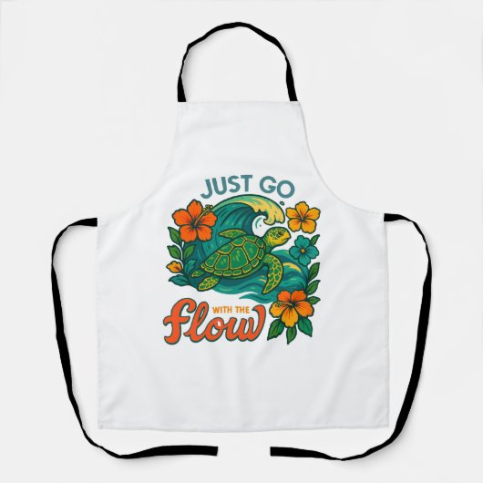 Retro Grappige Schildpad Shell Ja Zijn Zomer Schort (Voorkant)