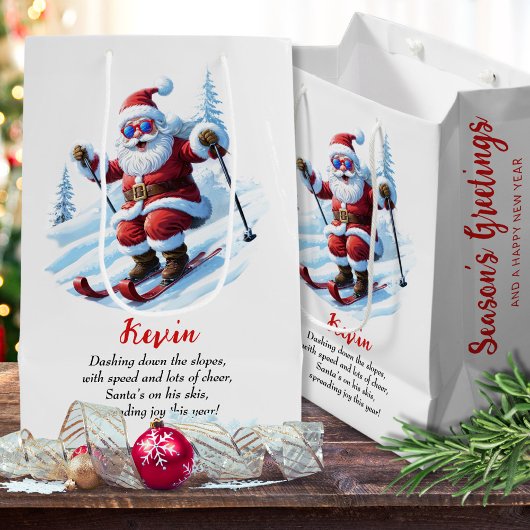 Retro grappige skilerende kerstman kerst aangepast medium cadeauzakje