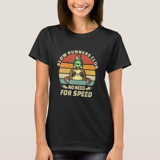 Retro Grappige Sloth Running Team Slow Runner T-shirt (Voorkant)