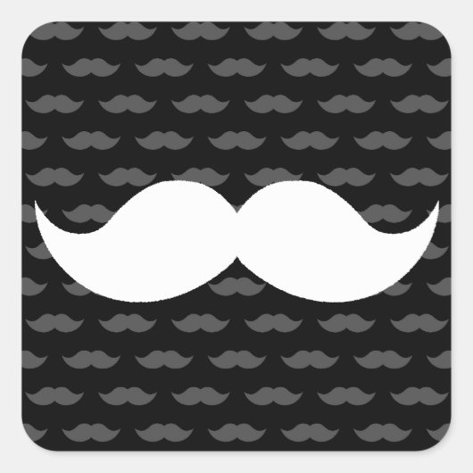 Retro Grappige Stang Mustache Vierkante Sticker (Voorkant)
