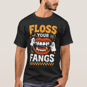 Retro Grappige Tanden Flos Je Hoektanden Tandarts T-shirt