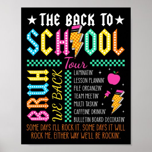 Retro Grappige Terug naar School Tour Docent Bliks Poster (Voorkant)