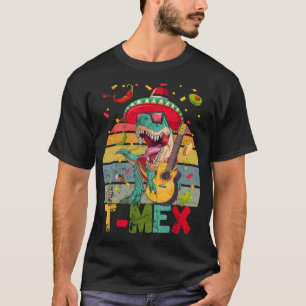 Retro Grappige Trex Dino Laten we Feesten Cinco De T-shirt