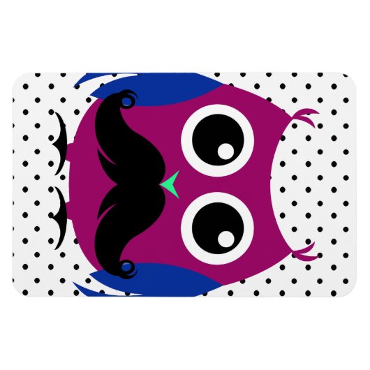 Retro Grappige Uil met stuur snor Magneet (Horizontaal)