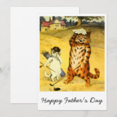 Retro Grappige Vaderdag Golfende Kat & Caddie (Voorkant / Achterkant)
