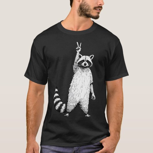 Retro grappige wasbeer t-shirt (Voorkant)