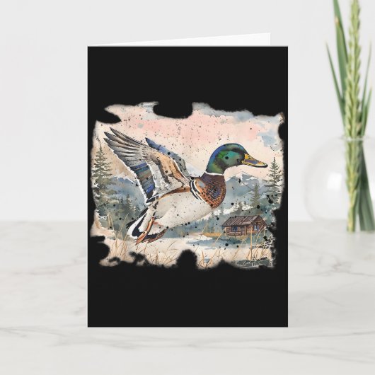 Retro Grappige Wilde Eend Watervogels Jagen Knus S Kaart (Voorkant)