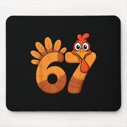 Retro grappige zes zeven 6 7 meme thanksgiving kal muismat (Voorkant)
