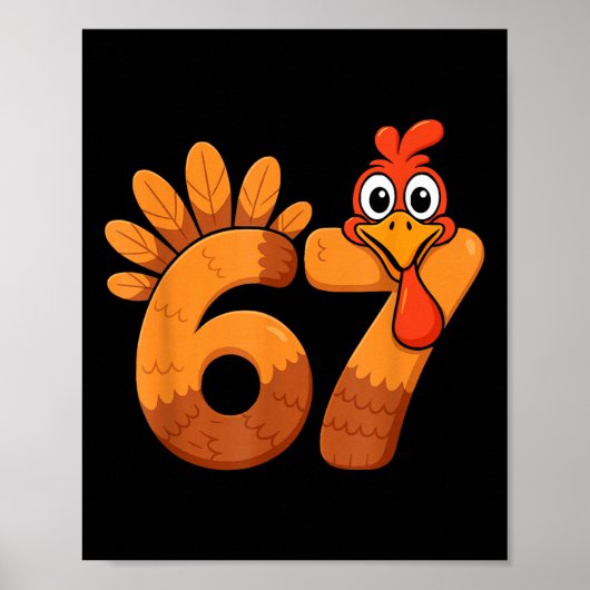 Retro Grappige Zes Zeven 6 7 Meme Thanksgiving Kal Poster (Voorkant)